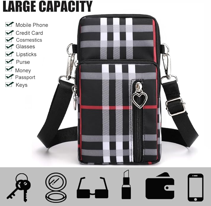 JANKS Small Crossbody Bag for Women - Mini Phone Purses with Crossbody Strap and Wallet - Nylon Arm Bag