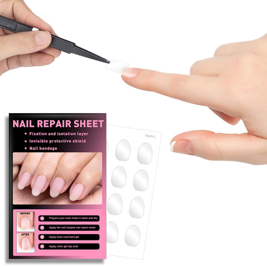 Nail Repair Patches for Damaged Nails - 6 Sizes Clear Nail Shaped Repair Sheets, Fixation & Isolation Layer, Protective Layer for Acrylic, Invisible Instant and Easy to Use 26 Pcs (590 units)