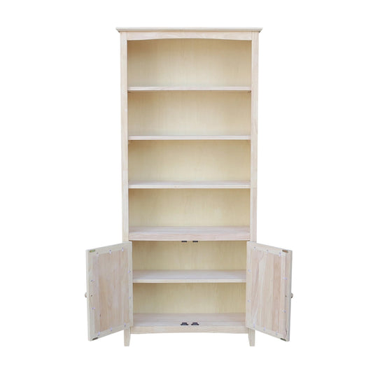 Solid Wood Shaker Bookcase - 72"H , Unfinished