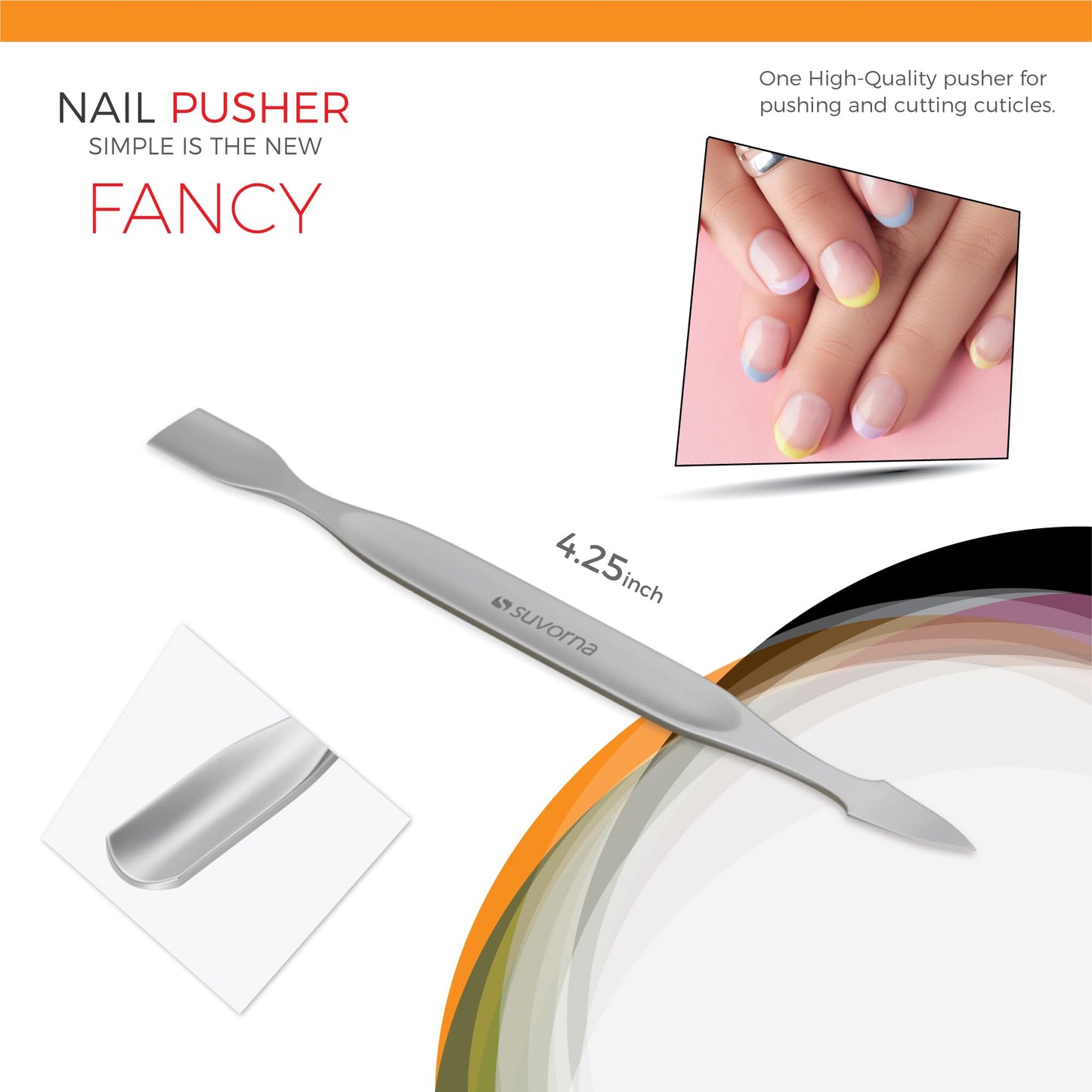 Suvorna Manicure Kit for Women with Nail Clippers, Nail Scissors, Cuticle Pusher, Nail File & Tweezer - Made with Stainless Steel - Professional Nail kit for Adults, Seniors, Women, and Men. (5 Pcs)