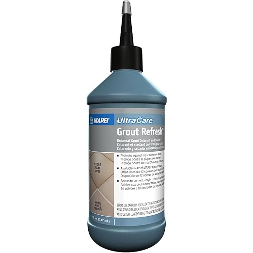 MAPEI UltraCare Grout Refresh, Universal Grout Colorant & Sealer, 8 oz Bottle â Easy Grout Restoration & Protection, 5118 Jet Black