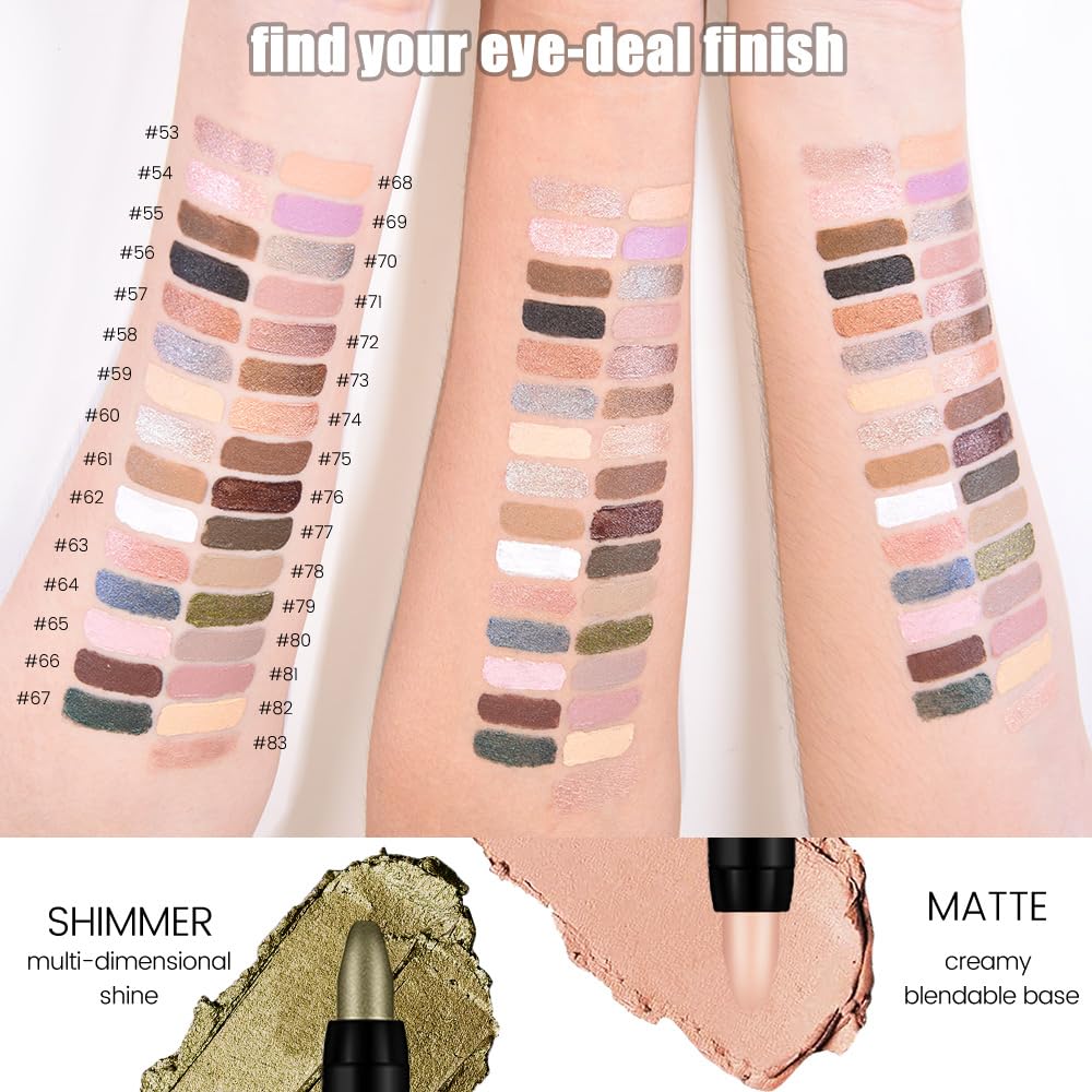 Kaely Cream Eye Shadow Sticks, Rich Brown Shimmer Eyeliner Pencil Eyeshadow Palette Makeup, Eye Highlighter Brightener Stick for Older Women Waterproof Pigmented, sombras para ojos, New-76