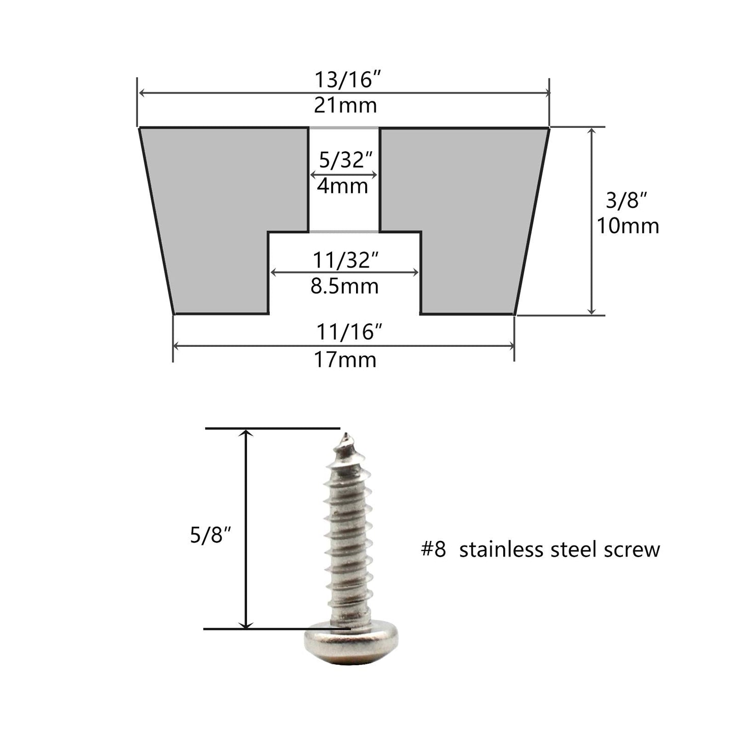 Rubber Feet for Cutting Board with Stainless Screws, 12 Pieces Non Slip Rubber Bumper Feet for Electronics 13/16" W x 3/8"" H"