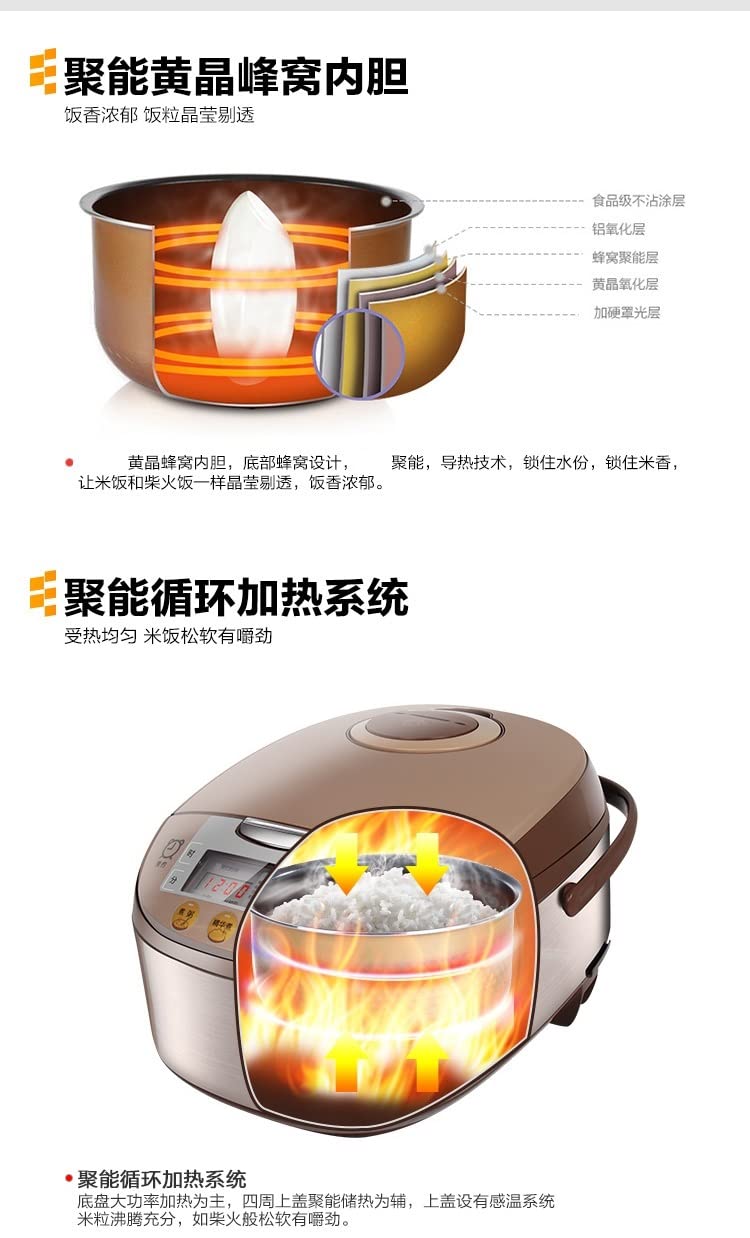 Midea Micom Rice Cooker, Digital Multi-Functional Ricer Cooker/Steamer, Brown Rice, Slow Cooker (3L/5.5Cup, Champange) MB-FS3017