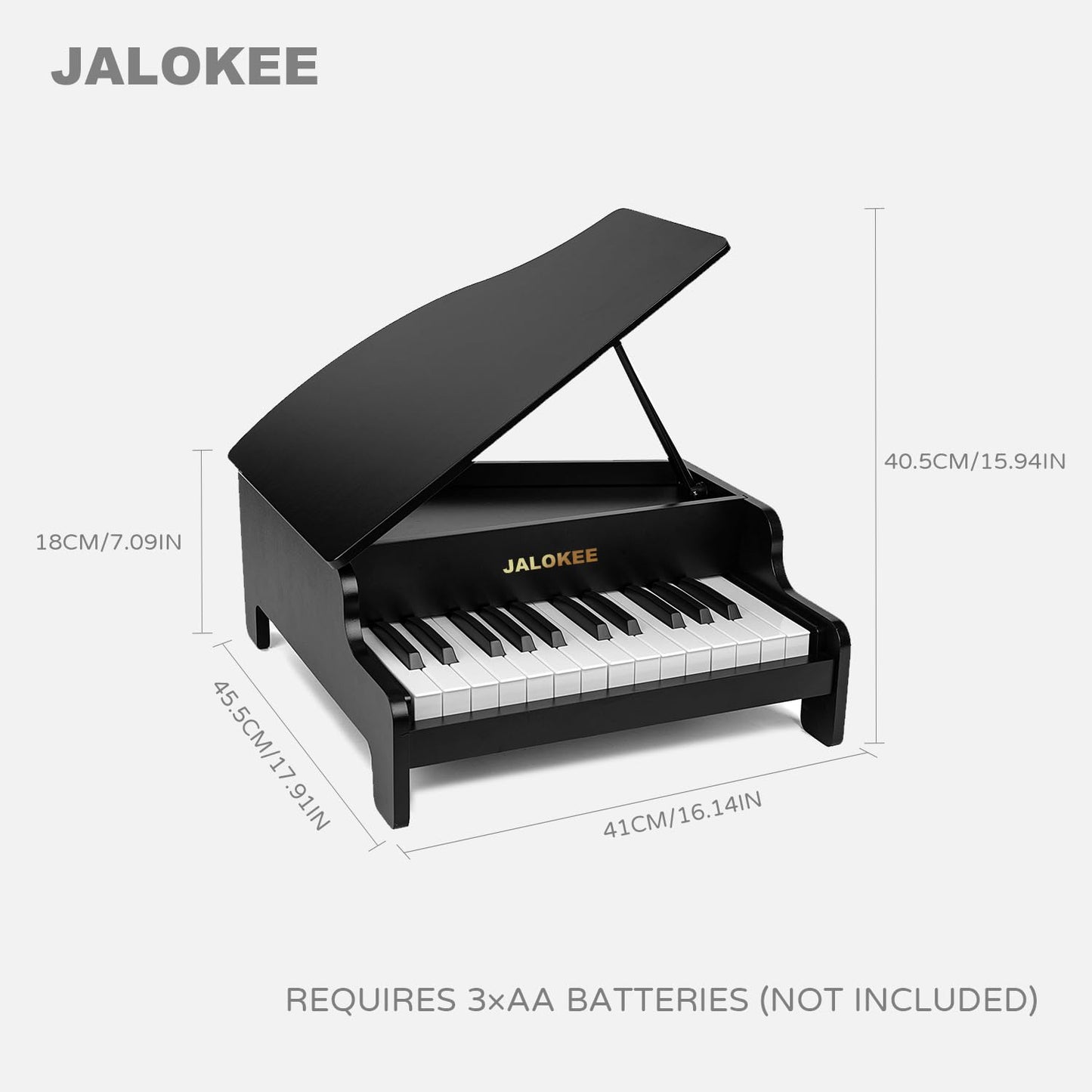 JALOKEE Kids Piano Keyboard, 25 Keys Grand Piano for Kids, Mini Music Educational Instrument Toy, Volume Adjustable, Wood Toy for Toddlers Girls Boys (Black)
