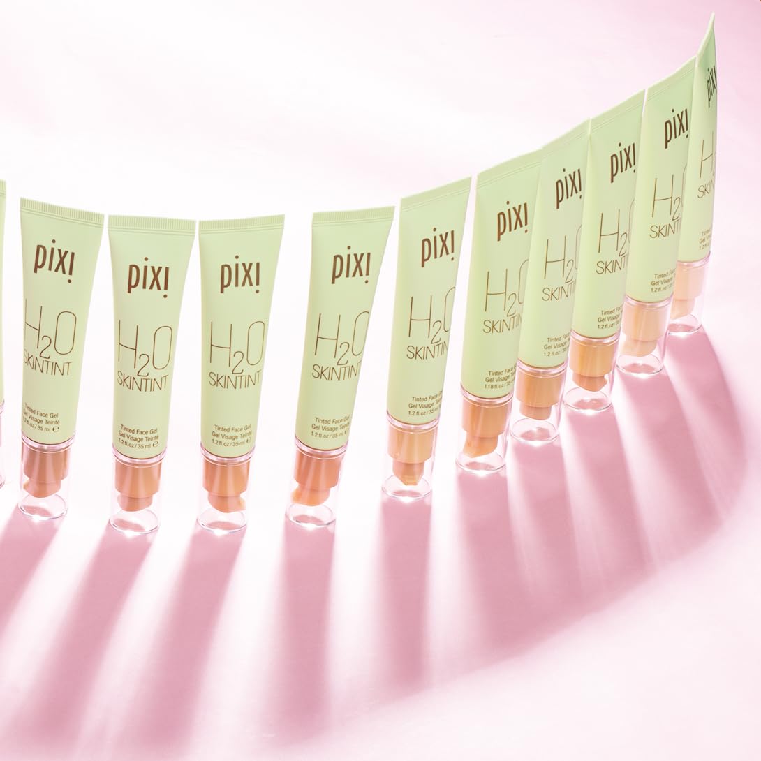 Pixi H2O SkinTint | Tinted Face Gel Moisturizer | Lightweight Hydrating Coverage with Hyaluronic Acid | Evens Skin Tone & Reduces Redness | Oil-Free Dewy Finish | Vanilla | 1.2 fl oz