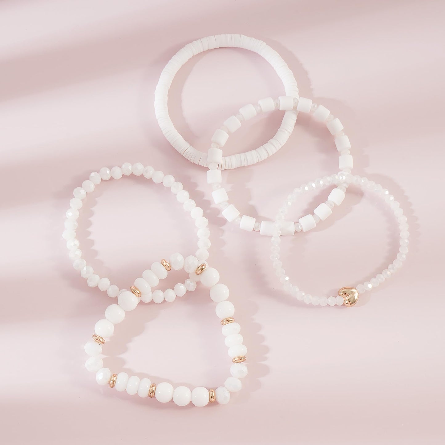 RISHEGAE Crystal Heishi Beaded Bracelet for Women Stackable Bracelet Layering Friendship Summer Stretch Bracelets for Women