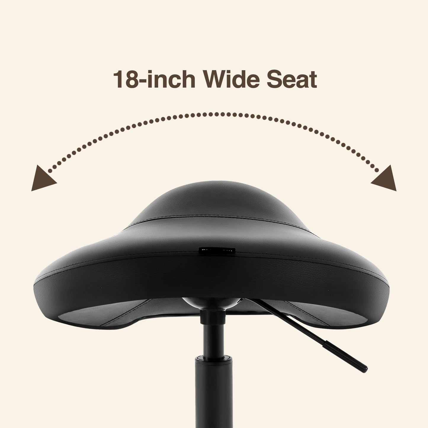 DR.LOMILOMI Heavy-Duty Ergonomic Pneumatic Swivel Rolling Saddle Stool with Extra Wide Seat for Hygienic Clinic Spa Massage Home and Office - 505 KIMO (Black)