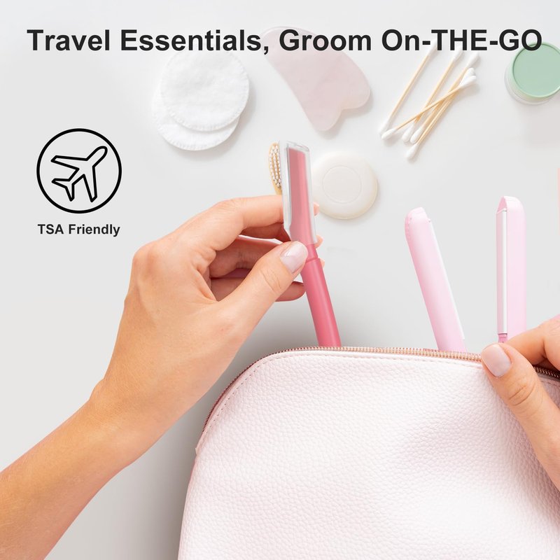Dermaplane Razor, Face Razors for Women, Dermaplaning Tool with Microblades for Face, Gentle Facial Exfoliation, Peach Fuzz Removal and Eyebrow Shaping, Skin Care Tool for Smoother Skin, Blush