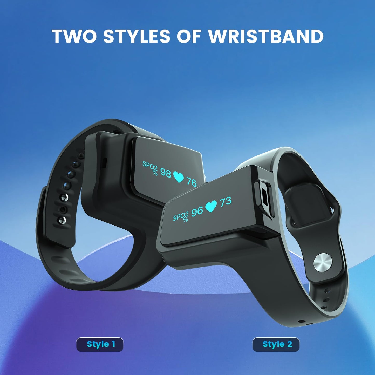Wellue O2 Pulse Oximeter with Smart Reminder | Blood Oxygen Saturation Monitor for SpO2 and Heart Rate Tracking Continuously, Bluetooth Finger Ring with Free APP &PC Report, Style 1