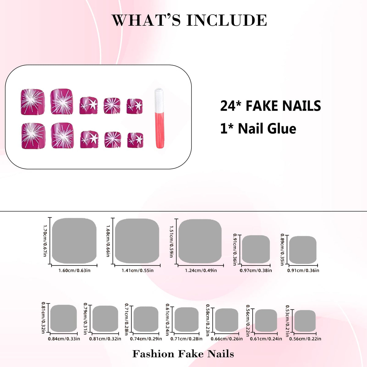 IMRAIN Purple Press on Toenails Short Square Fake Toe Nails Summer Toe Nails with White Star Design Artificial Full Cover False Toenails for Women Girls Nail Supplies 24Pcs