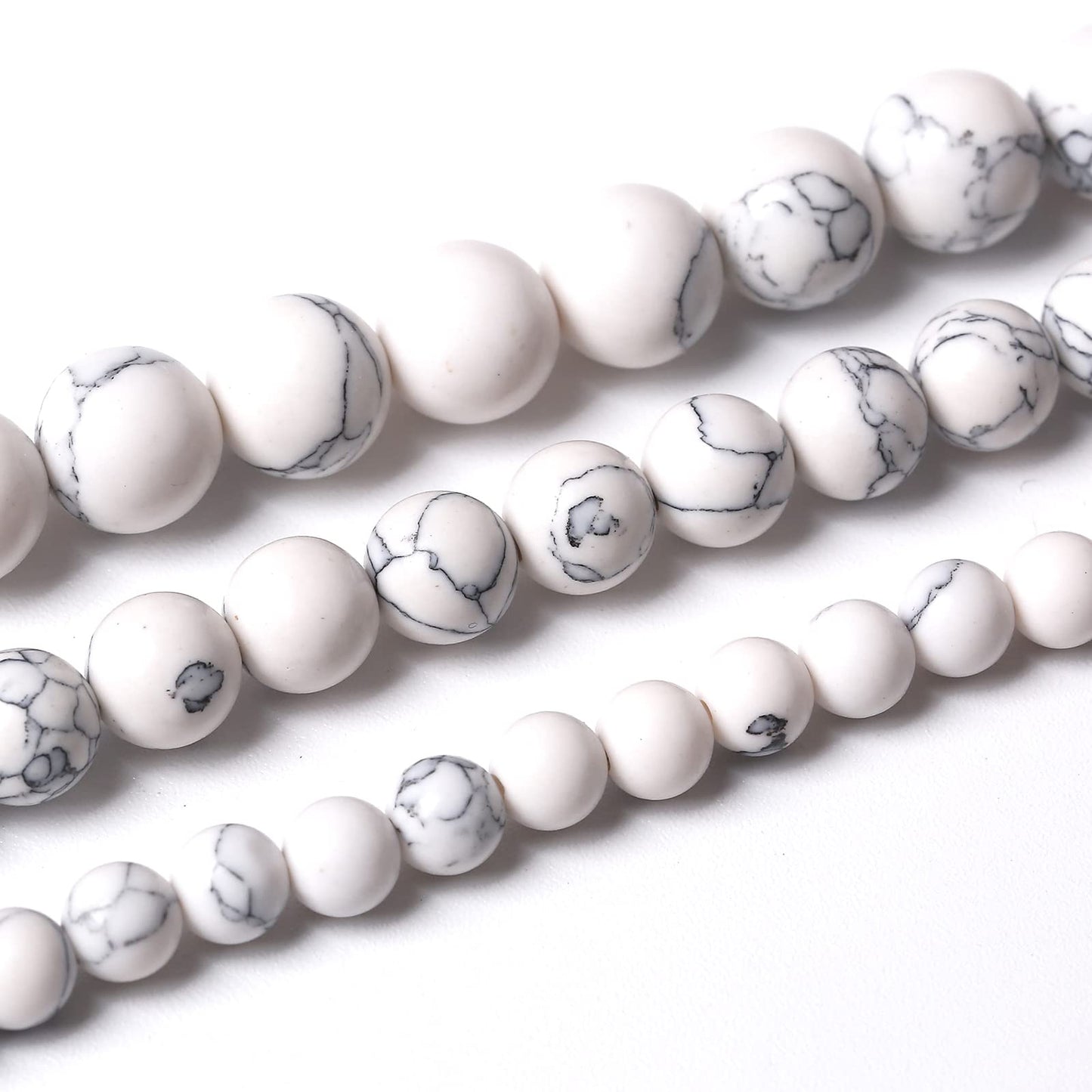 60PCS 6MM White Howlite Turquoises Round Loose Beads Natural Gemstone Beads for Jewelry Making DIY Bracelet Necklace 15"