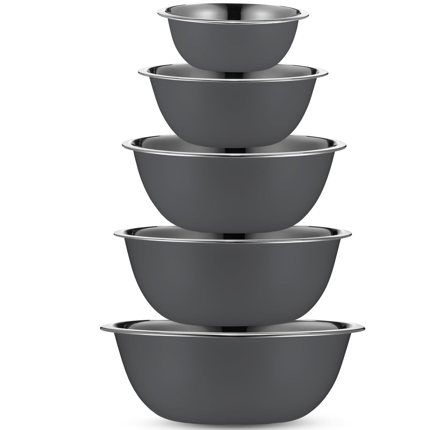 WHYSKO Meal Prep Stainless Steel Mixing Bowls Set, Home, Refrigerator, and Kitchen Food Storage Organizers | Ecofriendly, Reusable, Heavy Duty (Gray)
