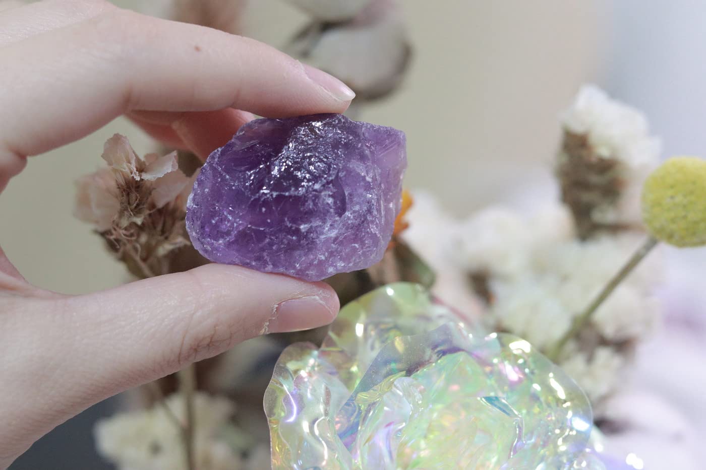Amethyst Bulk Natural Healing Crystals Raw Rough Stones Sets for Cabbing Tumbling Cutting Lapidary Polishing Reiki Crytsal Healing Wire Wrapping Decoration Gemstone 0.45lb