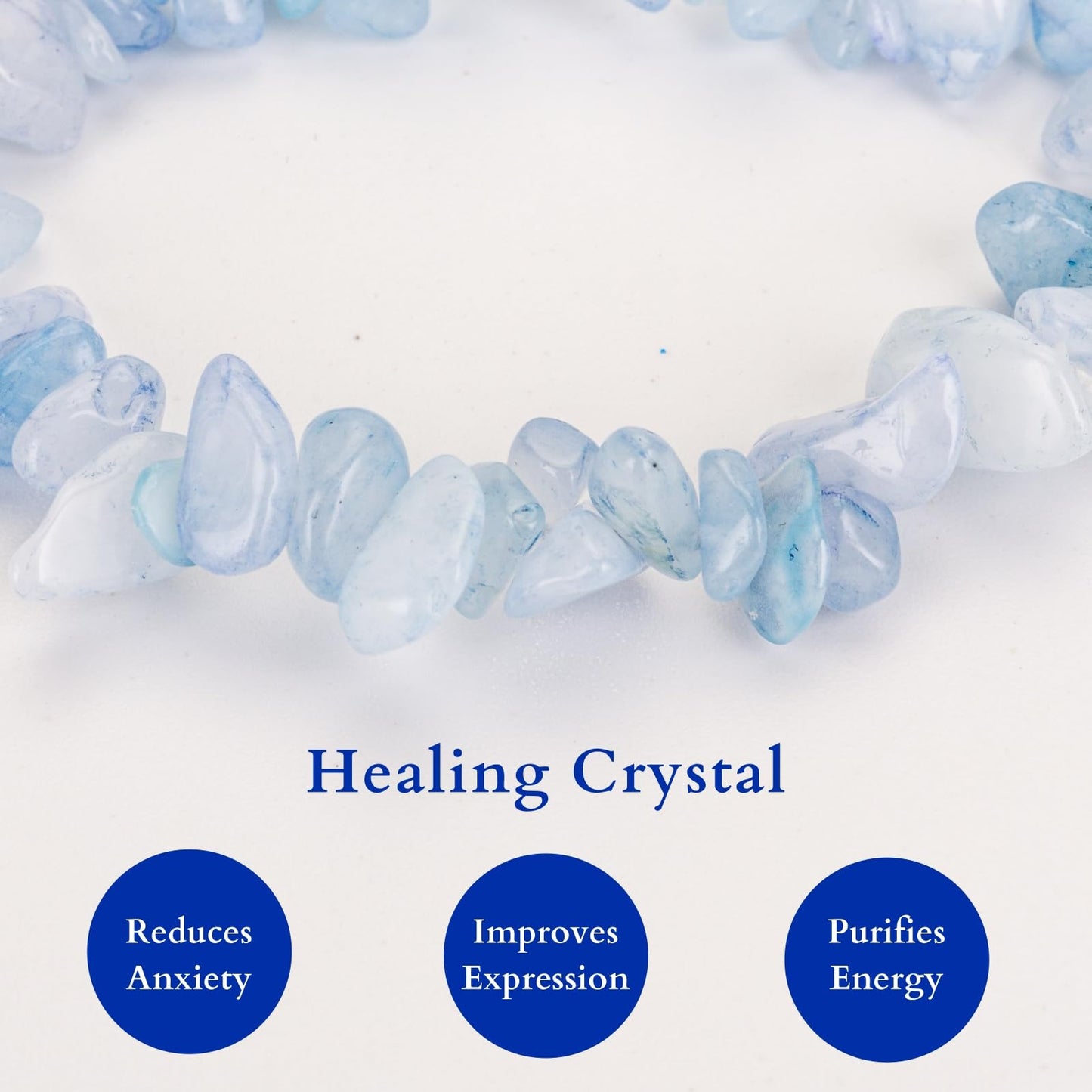 Herxion Aquamarine Bracelet for Women & Men- Natural Raw Protection Bracelet, Blue Irregular Chips Stretch Healing Crystals Bracelets Jewelry for Calming, Enhancing Communication & Promoting Courage