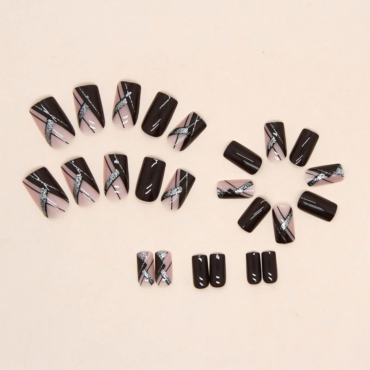 24Pcs Liquor Red Press on Nails Medium RTKHFZE Square False Nails with Glitter Line Designs Fake Nails Medium Length Full Cover Acrylic Nails Stick on Nail for Women Nail Decorations