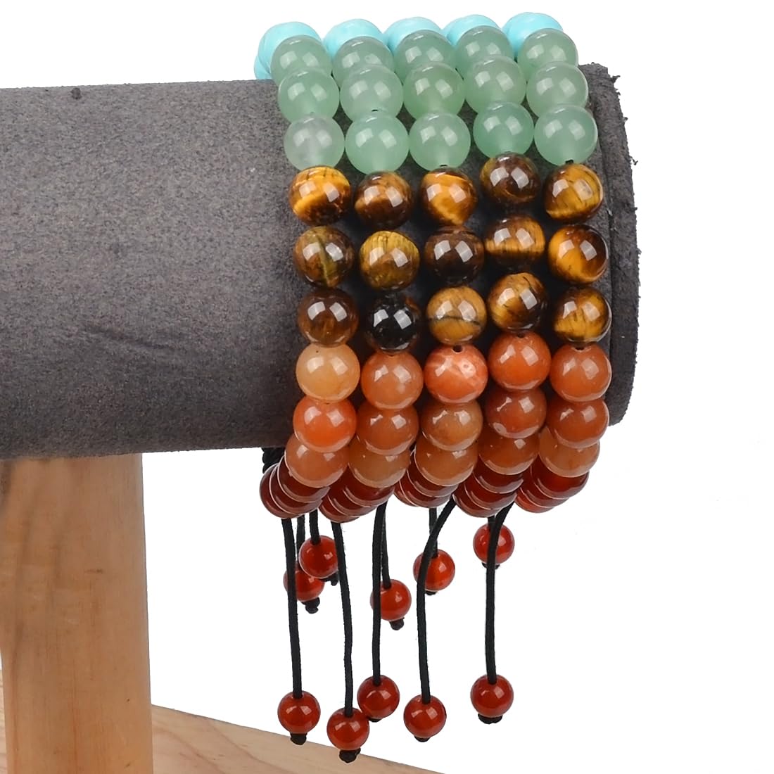 MASSIVE BEADS Seven Chakra Stones - Stone of Balance Energy - Handmade Yoga Adjustable Macrame Bracelet Natural Stone Crystal Healing Power Energy Gifts for Unisex Adult 8mm