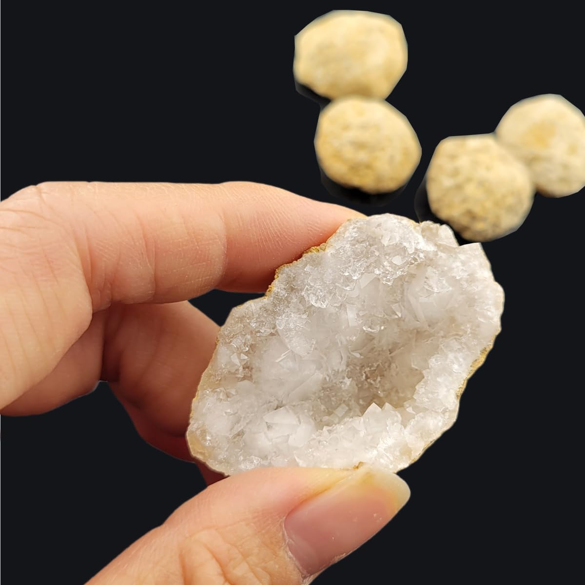 3-5Pcs Mini Geodes 0.8''-1.2''Natural Raw Crystals Rough Stones Rocks for Tumbling Polishing Cabbing Gemstones Crystals and Healing Stones for Wicca Reiki,Fountian Rocks for Decorations (Geodes)