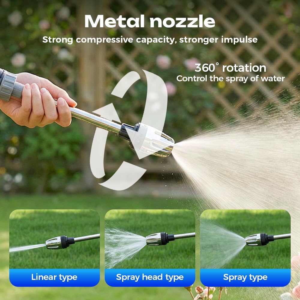 High Pressure Washer, Adjustable High Pressure Hose Nozzle with 360Â° Rotating, Heavy-Duty Outdoor Cleaning Tool For Garden Hose Car Washing, Garden & Patio (Gray)