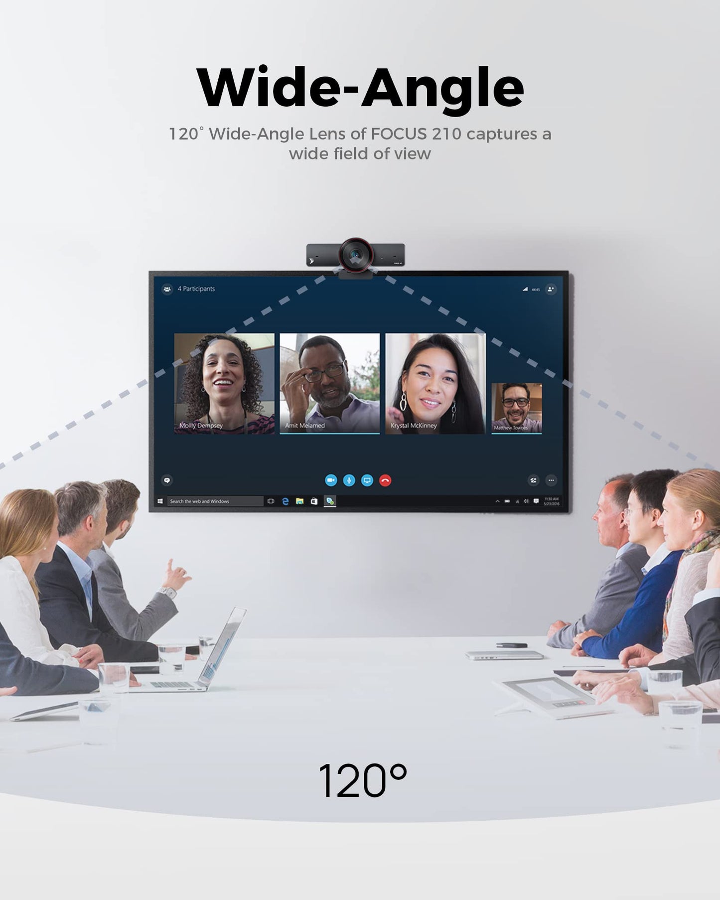 WYRESTORM 4K Webcam with AI Tracking, 120° FOV Wide Angle, Auto Framing, 90fps, 8X Digital Zoom, Dual AI Noise-canceling Mics, Video Conference Room Camera, Zoom Certified, Works for Microsoft Teams