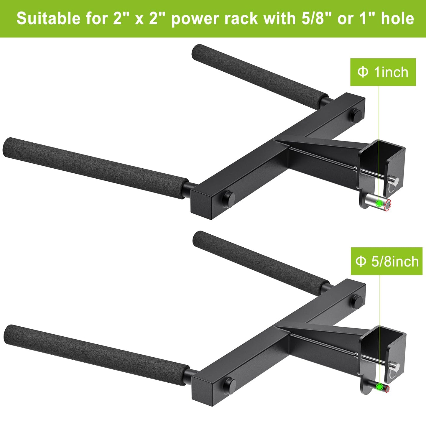 Kipika Y-Shaped Dip Bar for 2" x 2"" Power Cage with 5/8"" or 1"" Hole - Dip Bar Attachments for Home Gym - Heavy Duty Power Rack Attachments - 2"" x 2"" Squat Rack Accessories for Strength Training"