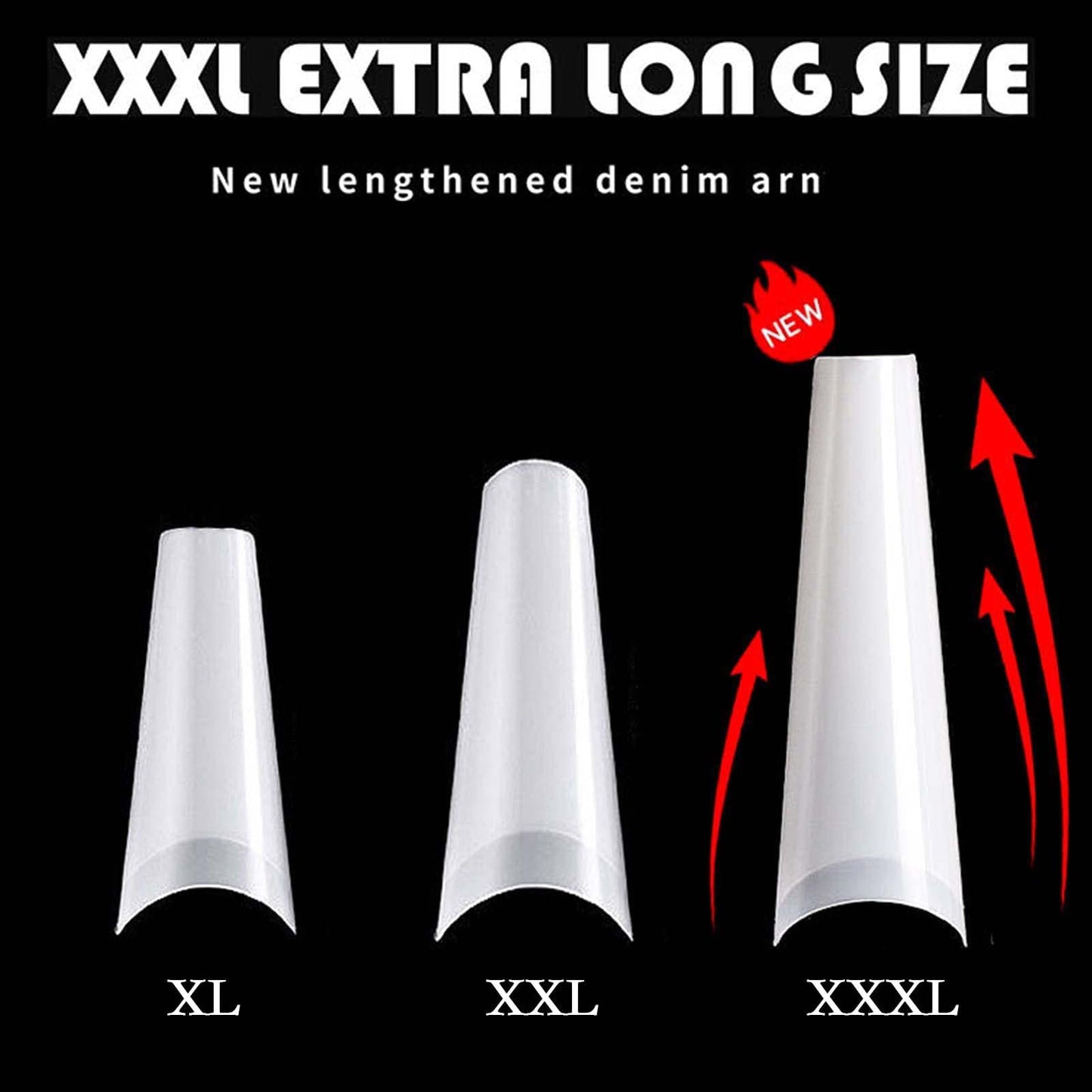 U-Shinein 504PCS XXXL Natural Coffin Nail Tips, Half Cover Ballerina Fake Nails 12 Sizes, 3XL Square Straight Ballerina Shape False Nail Tips, No C Curved 2.2 Inch Acrylic Nail Tips For Salon Home DIY