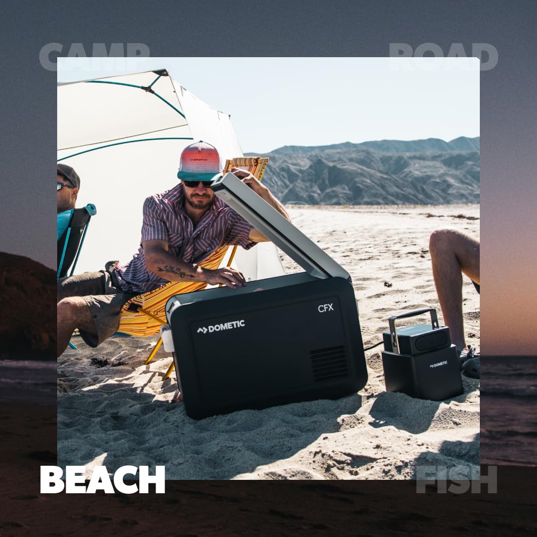 Dometic CFX3 35 Portable Refrigerator and Freezer - 36L - Powered by AC/DC or Solar Portable Refrigerator, Smokey Gray