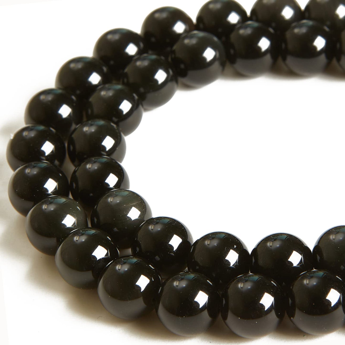 45pcs 8mm Natural Black Obsidian Beads Gemstone Beads Round Loose Beads for Jewelry Making