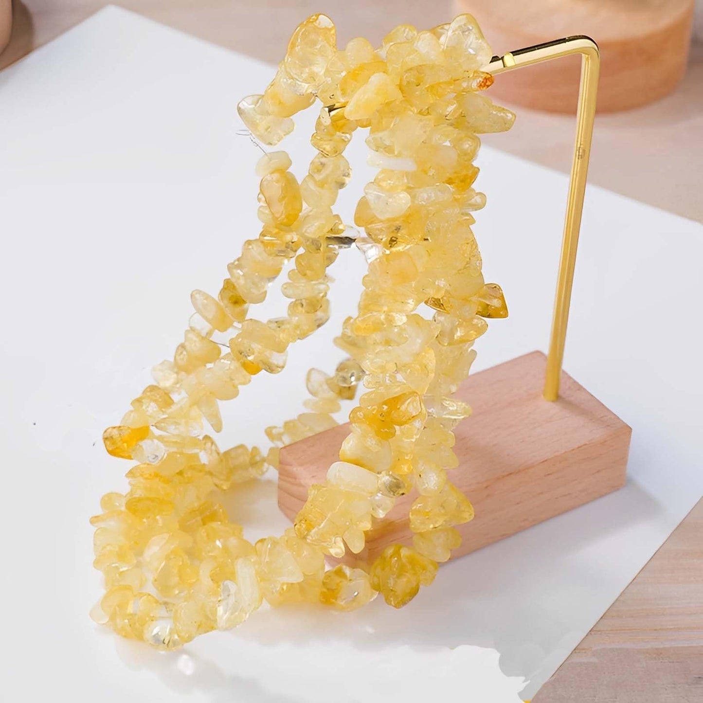 200pcs Natural Chip Stone Beads Gemstone Healing Crystal Loose Rocks Bead Irregular Glass Seed Charm Beads Drilled DIY for Jewelry Bracelet Necklace Earrings Making Crafting Supplies (Yellow, 5-8mm)