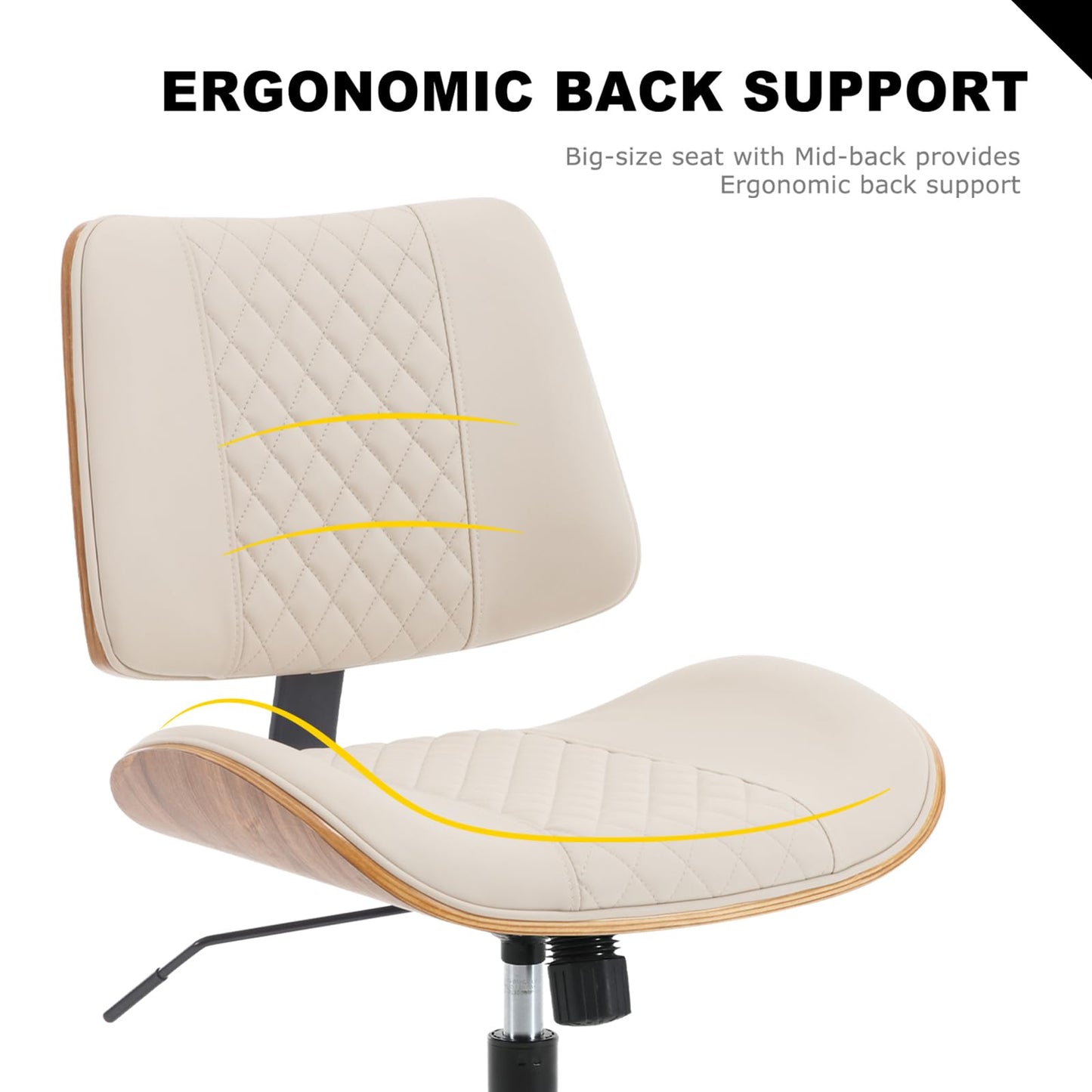 BV Home Office Chair No Arms with Wheels, Armless Small Desk Chair,Task Computer Office Desk Chair for Casual Office Small Space,Study Room,Reading Room(Beige)