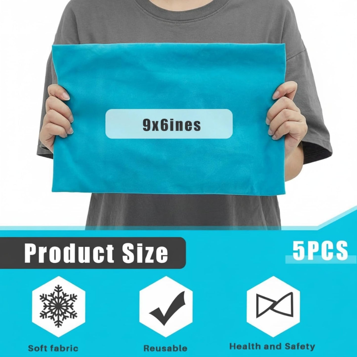 Paterr 5 Pcs Soft Flannel Cold Pack Sleeves Reusable Washable Fabric Cover for Protective Hot Ice Cover, Cold Pack Not Included, Blue(6"x9"")"