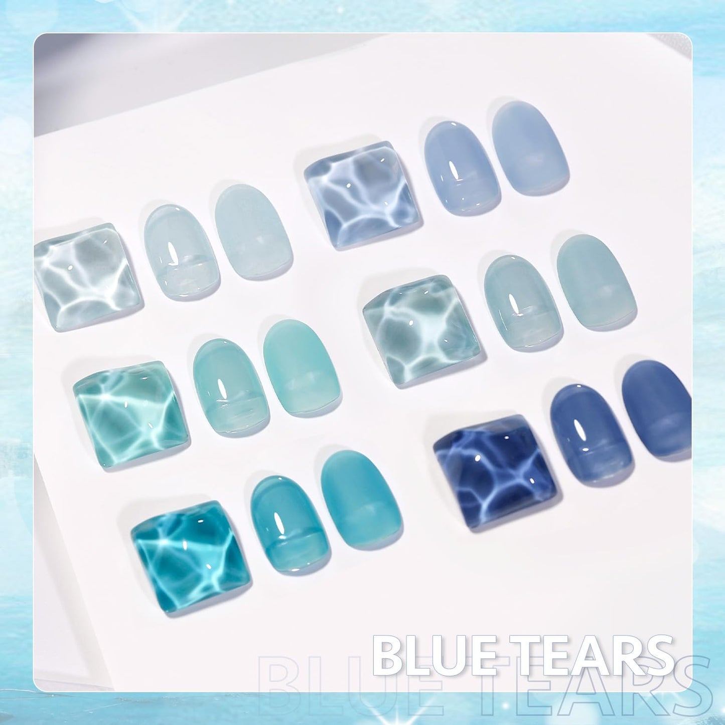 GAOY Jelly Blue Gel Nail Polish Set, 6 Transparent Colors, UV Light Cure Gel Polish for Salon and Nail Art DIY at Home