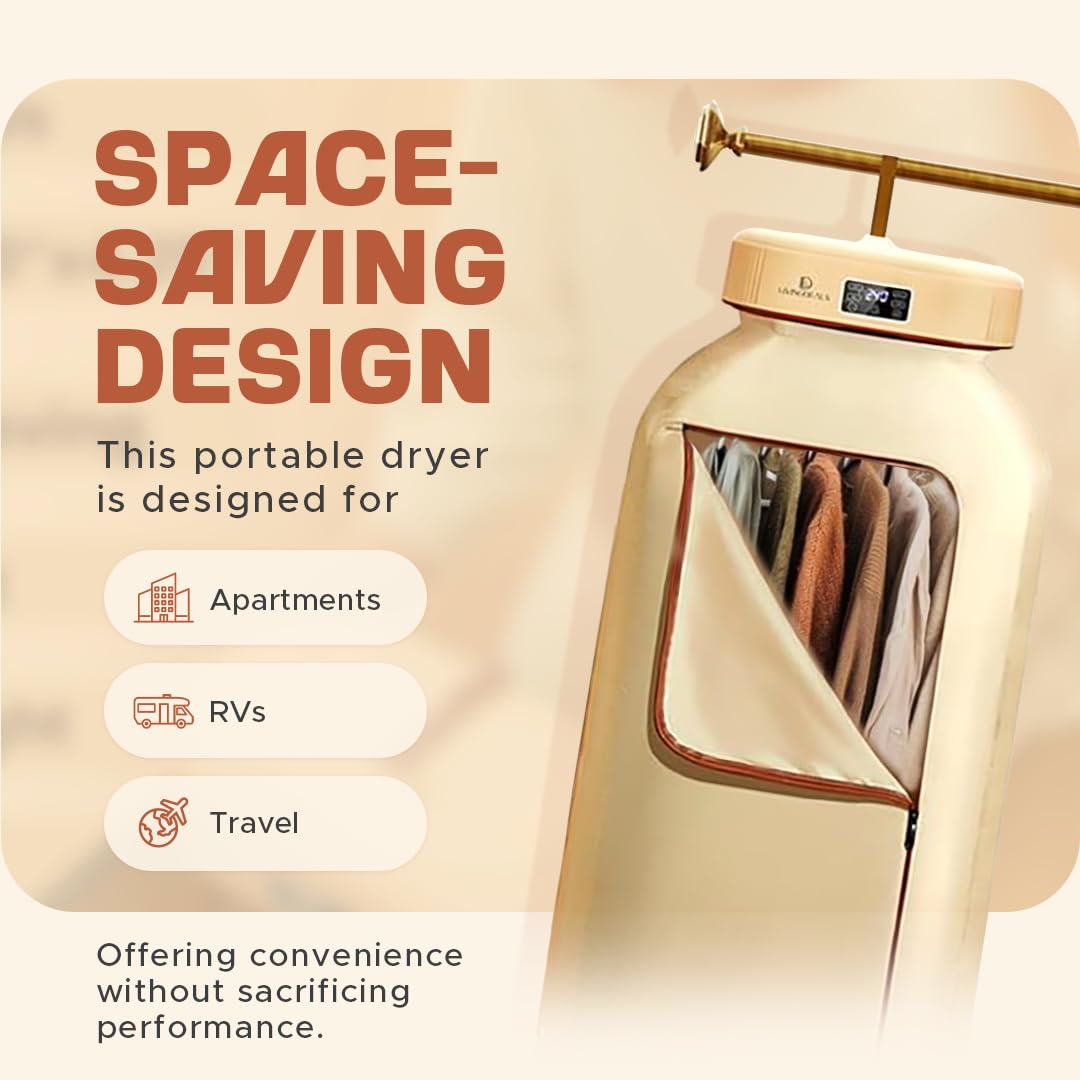 Portable Clothes Dryer - Mini Compact Foldable Electric Laundry Drying Machine with Dry Bag & Timer - Small Quiet Fast-Drying for Apartment, RV, Travel, Home - Holds 12+ Items, Energy Saving