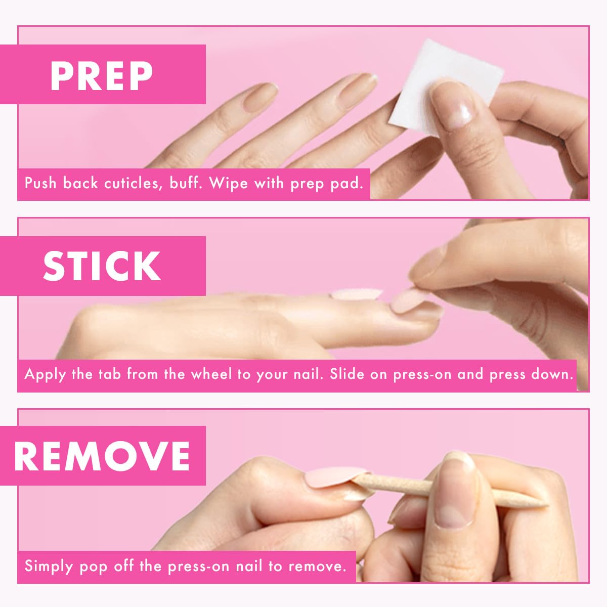 Olive & June Classic Super Stick Mani Press On Nails | No Glue Needed | 32 Tab Nails 16 Sizes | Non-Toxic Tabs Non-Damaging 7-Day Wear | Spring Flowers & Patterns | Short, Squoval | Tutu Pastel Pink