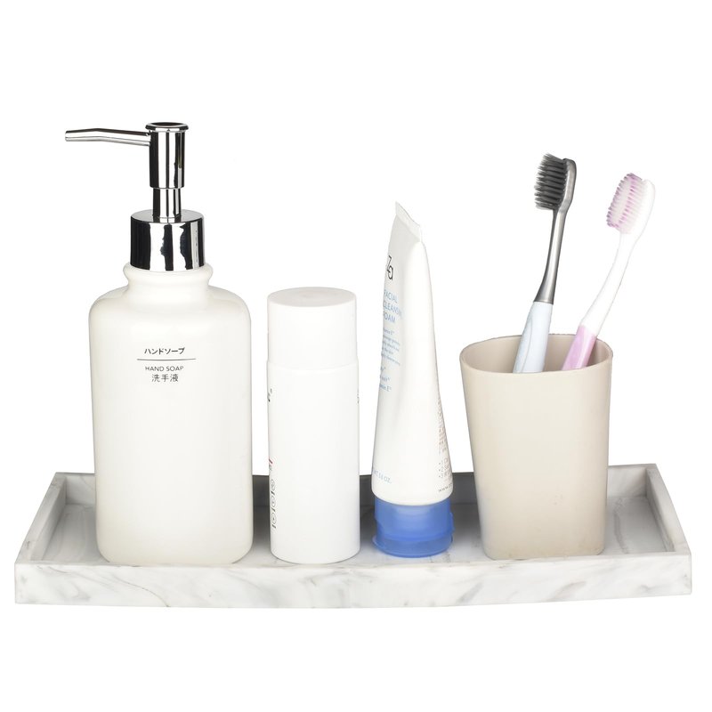 DNC Silicone Bathroom Vanity Tray for Counter, 11.8" Kitchen Sink Soap Tray for Dish Holder Dispenser Countertop Toilet Tank Decor Organizer