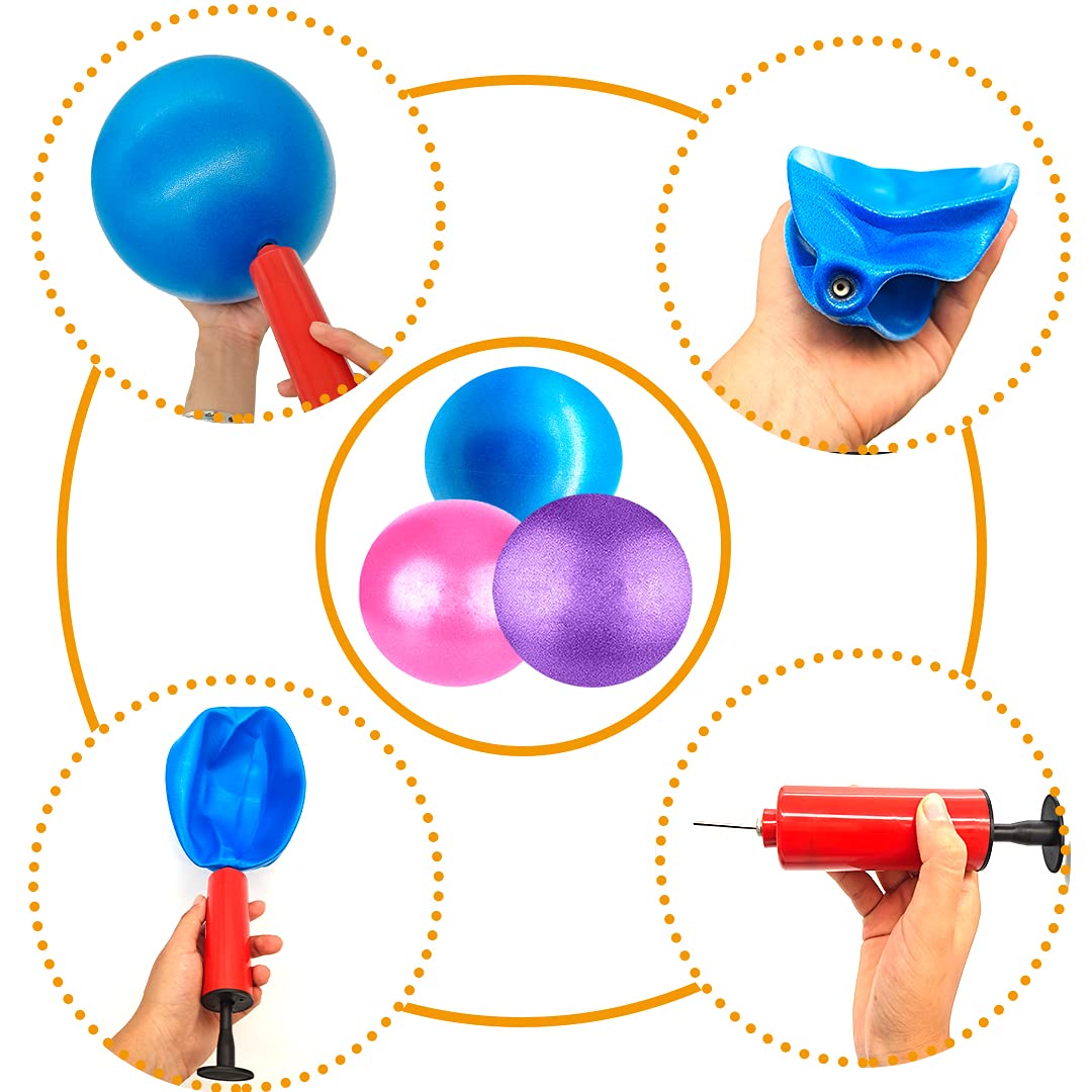 MOMPLUS Exercise Pilates Mini Yoga Balls Barre Small for Home Stability Squishy Training Physical Therapy Improves Balance with Pump (Gray, 9 Inch)