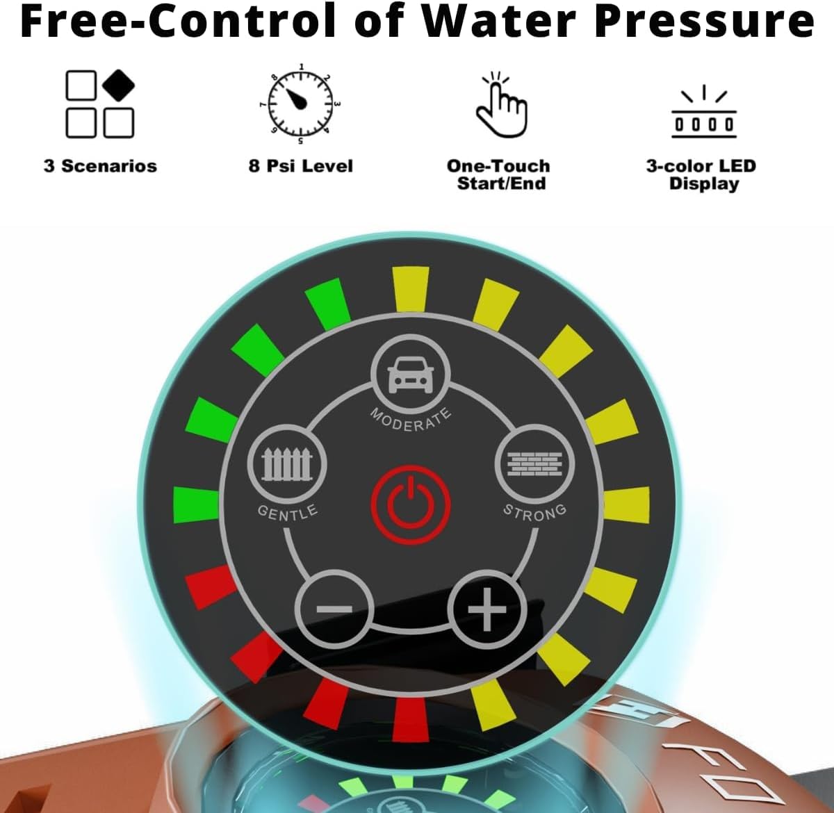 Pressure Washer 5000PSI with Adjustable Touch Screen 8 Level, 34" Tall, 4 Quick Connect Nozzles,Inlet Hose&Filter&500mlFoam Cannon for Cars/Fences/Driveways/Home Cleaning,Red