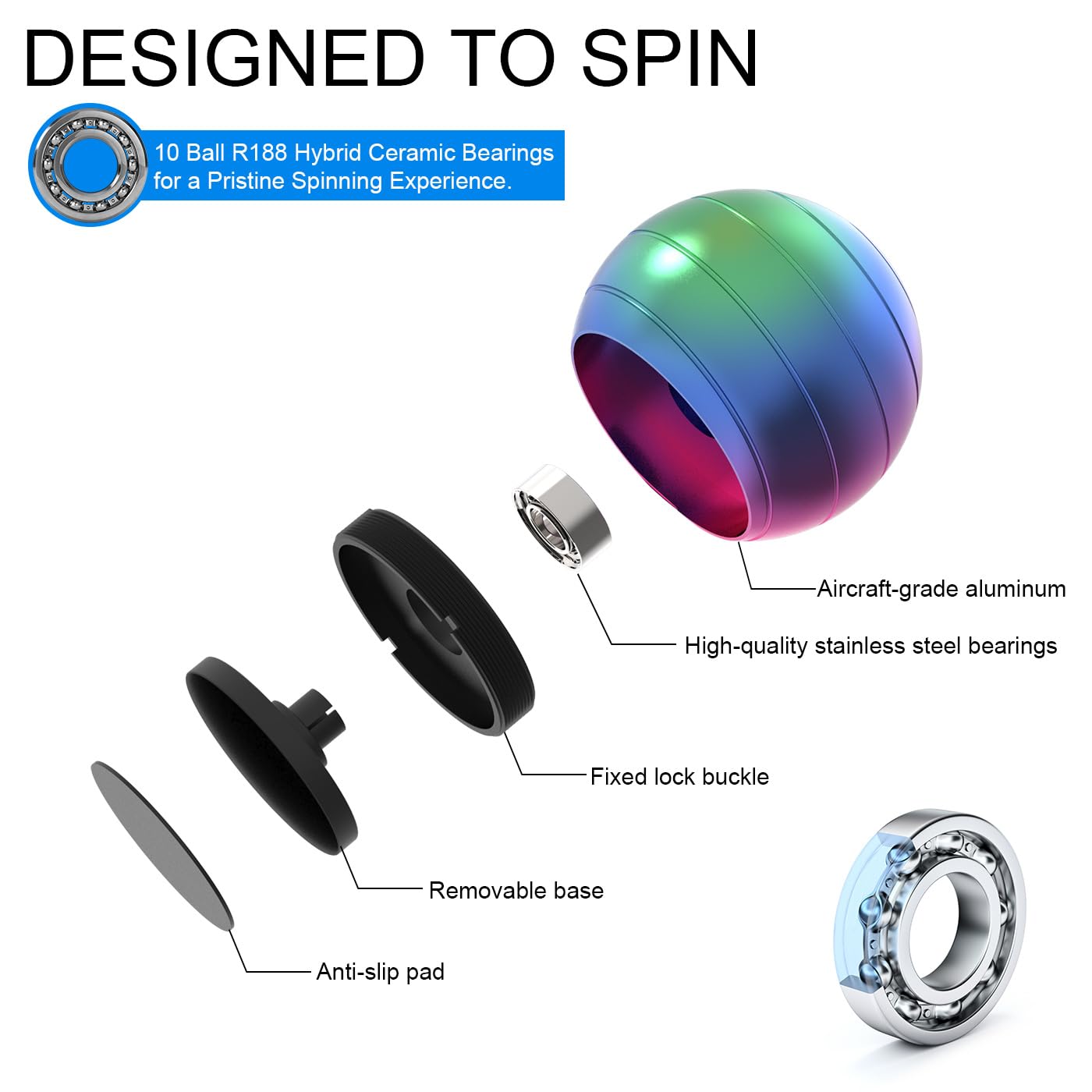 Kinetic Spinning Desk Toys, Fidgets for Anxiety and Stress for Adult Teen Cool-Stuff, Party Gifts for Christmas & Halloween (Circular)