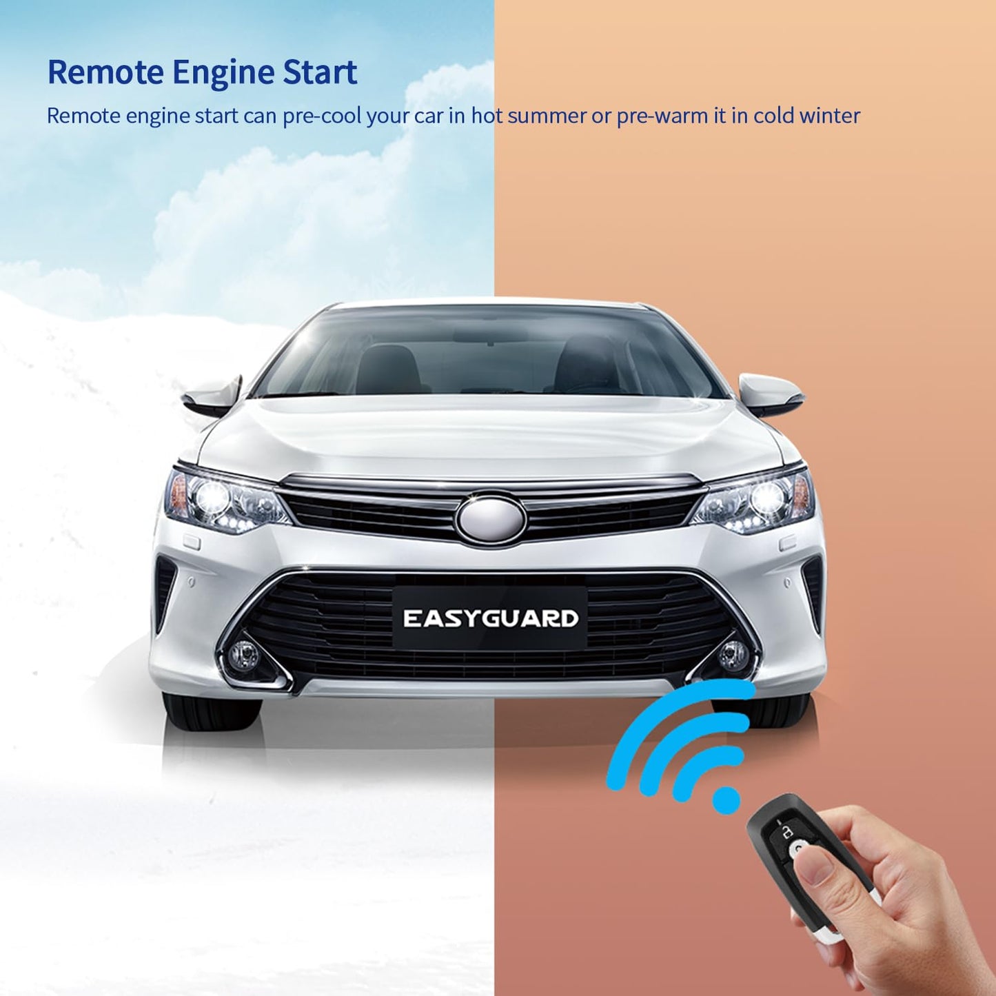 EASYGUARD EC002-F02-NFC-NS Passive Keyless Entry car Alarm Rolling Code with PKE Remote Starter with Passive keyless Entry Push Start Button NFC Lock Unlock（with Shock Sensor）