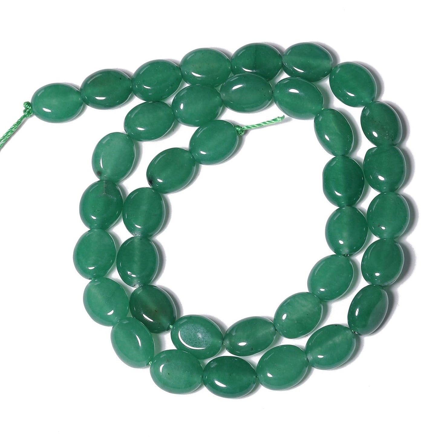 35PCS 8x10mm Natural Dark Green Stone Beads for Jewelry Making, Songxi Oval Cobblestone Shape Loose Gemstone Beads for DIY Bracelet Necklace Making Supplies with Energy Healing Chakra Power