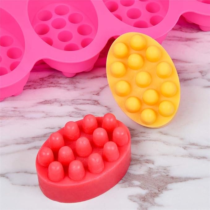 2 Pcs Massage Mold, SJ 4 Cavity Silicone Massage Bar Soap Mold, Food Grade Silicone Mold, BPA Free Soap Making Trays, Pink