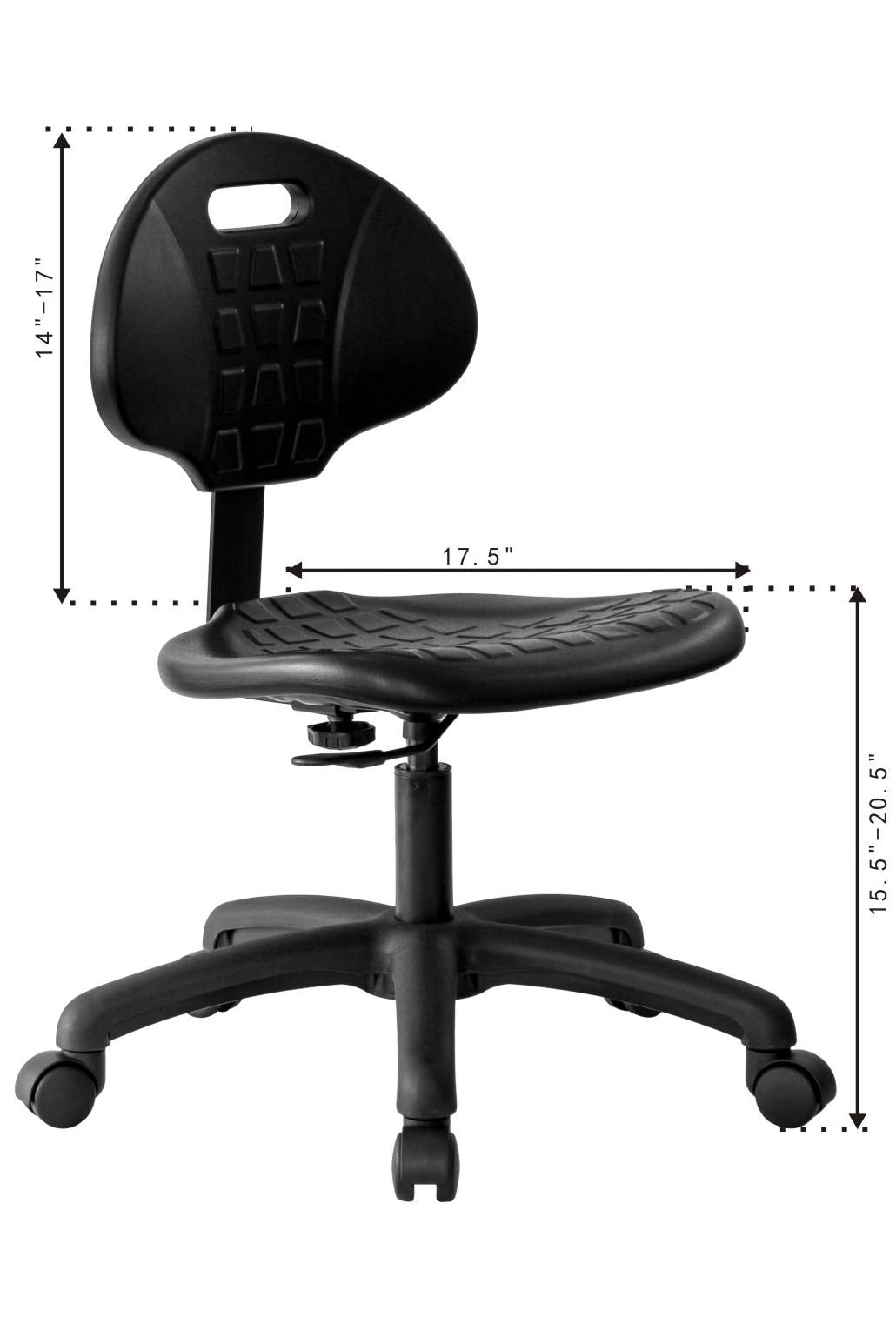 Chair Master Table Height Chair/Stool-Easy to Clean! Deluxe Ergonomic Polyurethane Chair. 5" of Height Adj (15.5"-20.5") 500 lb Capacity. Automotive, Lab, Garage, Home, Office (Standard, Black)