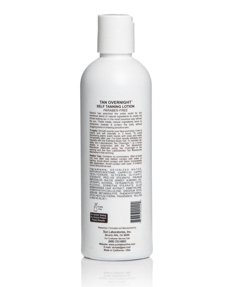 Sun Laboratories By Giesee Tan Overnight Sunless Tanning Lotion and Tanning Mitt - Self Tanning Lotion, Organic Self Tanner Ultra Dark, Pregnancy Safe, Non-Toxic, Instant Long Lasting, Travel Size
