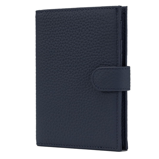 Karmiir RFID Passport Holder Travel Wallet for Women, Leather Passport Cover Wallet with Card Holders SIM Slots,Zippered Coins Pocket and Cash Slot Slim Compact Travel Wallet (Blue Black)