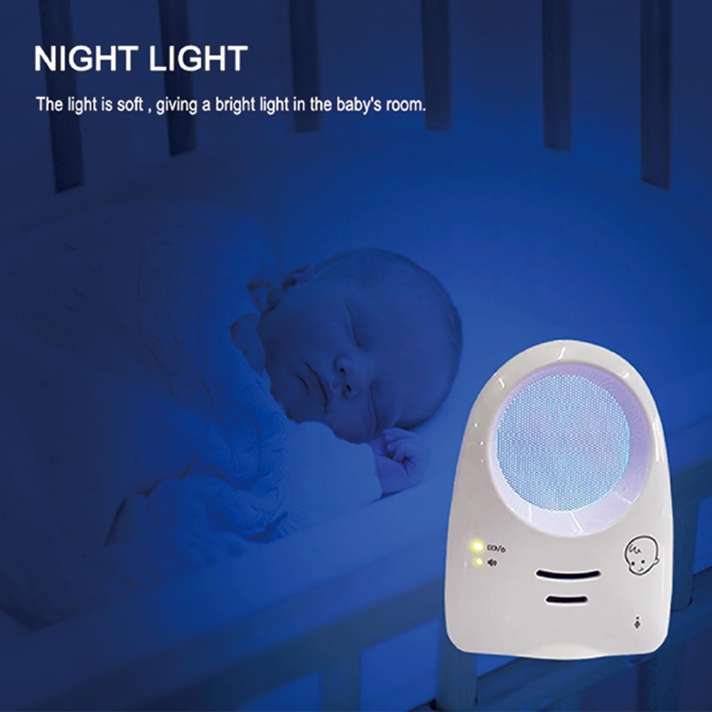 Baby Monitor Audio Only, Baby Sound Monitor for Baby Sleeping with Night Light Noise Detection, 20 Hours Standby Time Wireless Enhanced Range