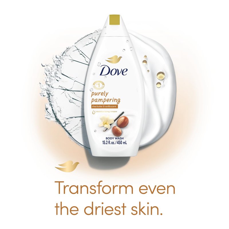 Dove Body Wash 3-Pack – Purely Pampering, Shea Butter & Warm Vanilla for Softer, Smoother Skin, 15.2 Oz Ea