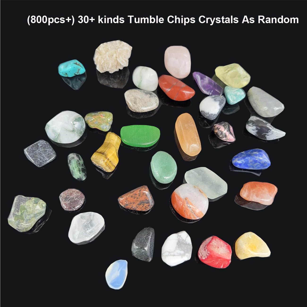 800Pcs+ (3lb) Gemstones and Crystals Set,30Kinds+ Bulk Rocks and Minerals Science Kit,Rocks Collections for Kids,Tumbled Chips Crystals,Crushed Stones