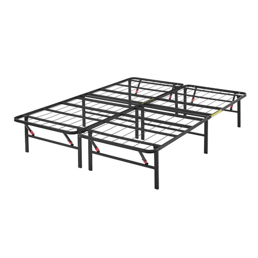 Amazon Basics Bed Frame with Storage, Foldable Metal Platform, Sturdy Steel, No Box Spring Needed, 14 inches High, Tool-Free Easy Assembly, Noise-Free, King Size, Black