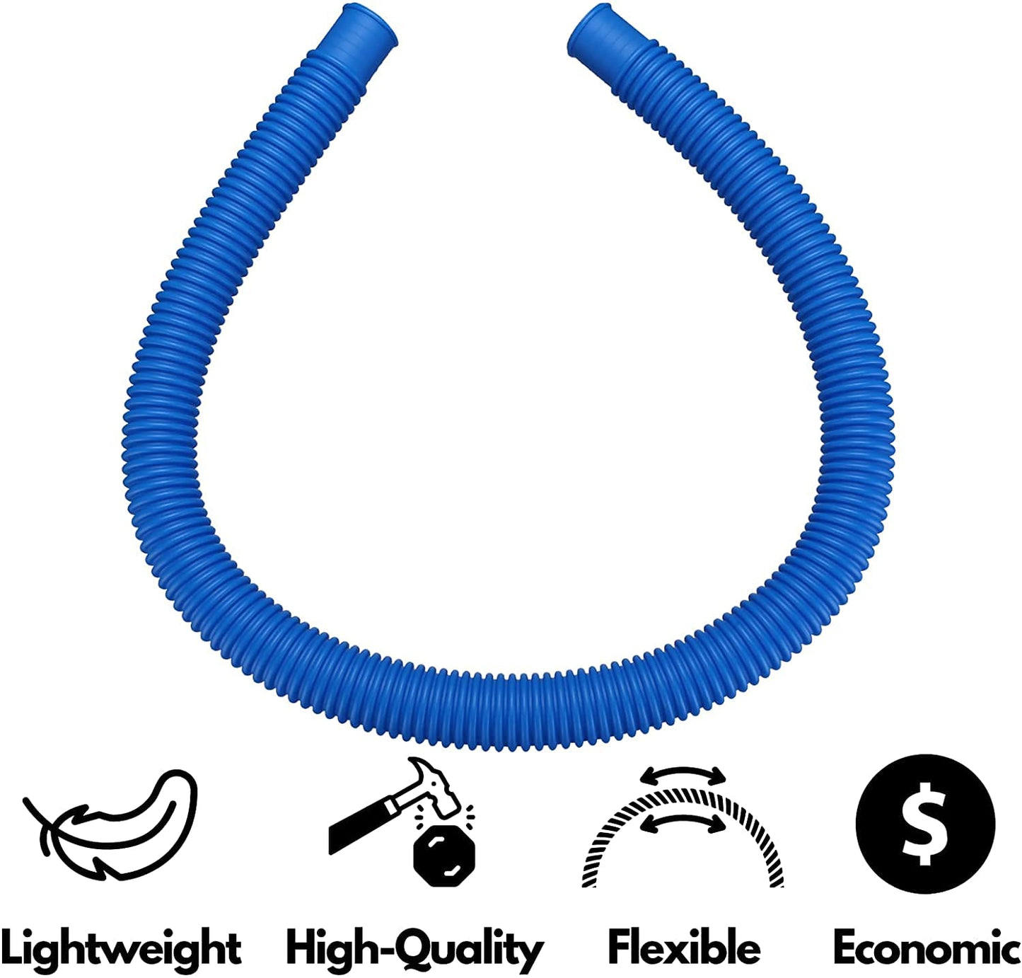 IDEASURE Pool Pump Replacement Hose, 1.25 x 41 Inch Above Ground Pool Hose Compatible with In tex Filter Pump 607, 637, 3 pack 1 1/4 Pool Hoses Replacement Include 6 Hose Clamps