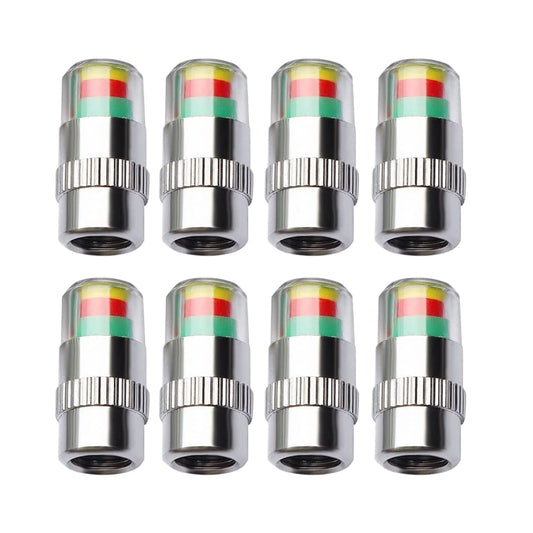 Gigicloud 8Pcs Car Tire Pressure Monitor Gauge Valve Stem Caps Sensor Indicator, 2.0-2.3bar 32-to-35 PSI with 3-Color Eye Alert Easy to Read for Automobiles Motorcycles Bicycles